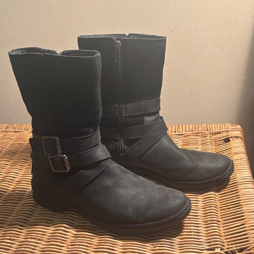 UGG Black Waterproof Boots with Buckle Straps